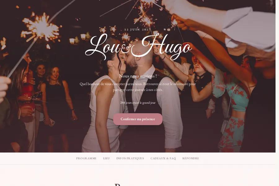 Aperçu du thème Romantique floral sur le site de démonstration.